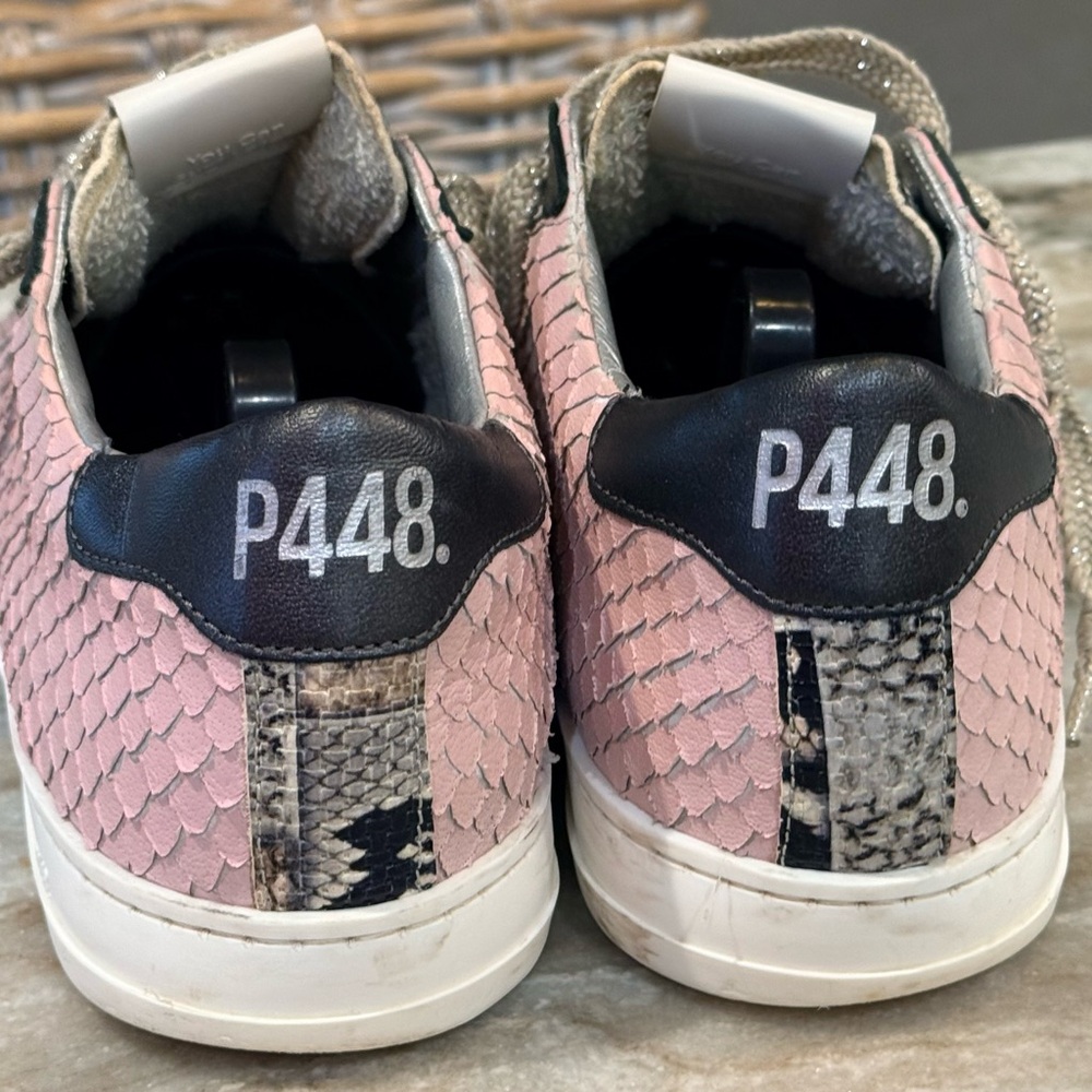 Women’s P448 John Pink Python Leather Sneakers- S… - image 6